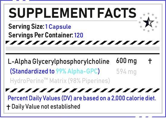 Alpha-GPC 99% met HydroPerine™ - 120 V-Capsules (600mg) - Turkesterone Europe
