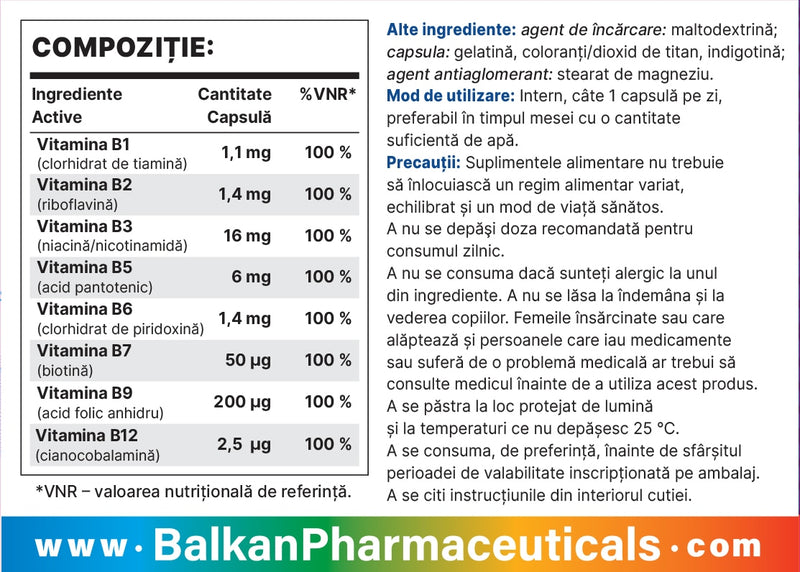 B Complex - 30 Capsules - Balkan Pharmaceuticals