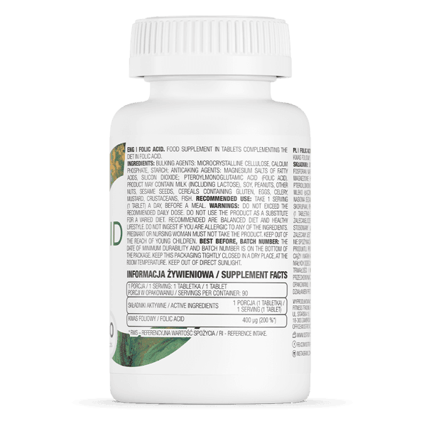 12 x Folic Acid 400 mcg - 90 Tablets - OstroVit