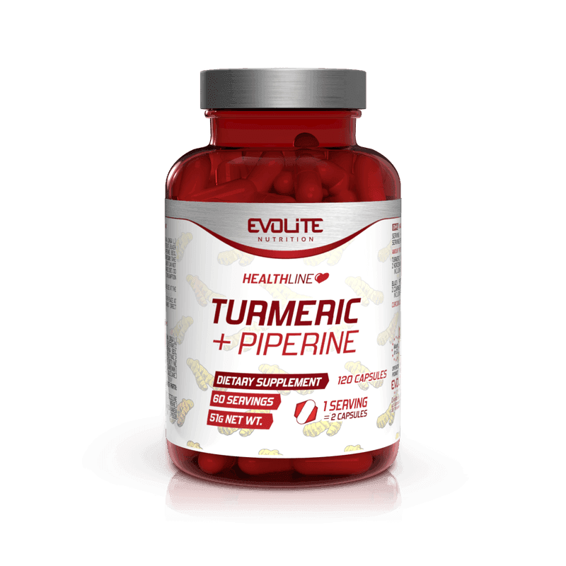 12 x Turmeric + Piperine 120 Capsules - Evolite Nutrition