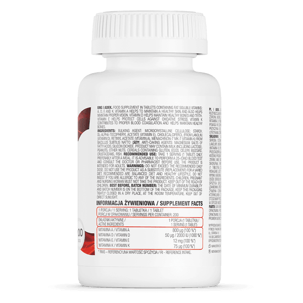 12 x Vitamin ADEK - 200 Tablets - OstroVit