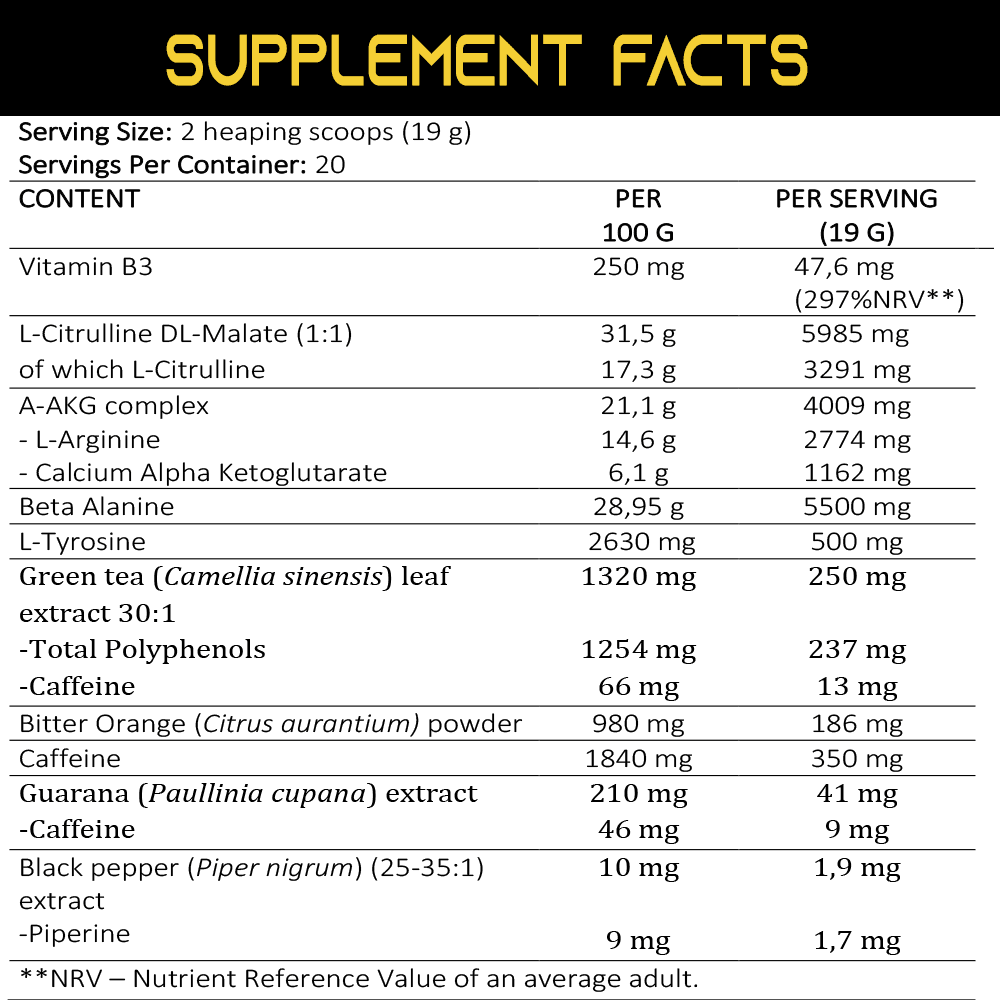 Bulk Blood Pump - High Pre-Workout - 300g - BeBulk Nutrition