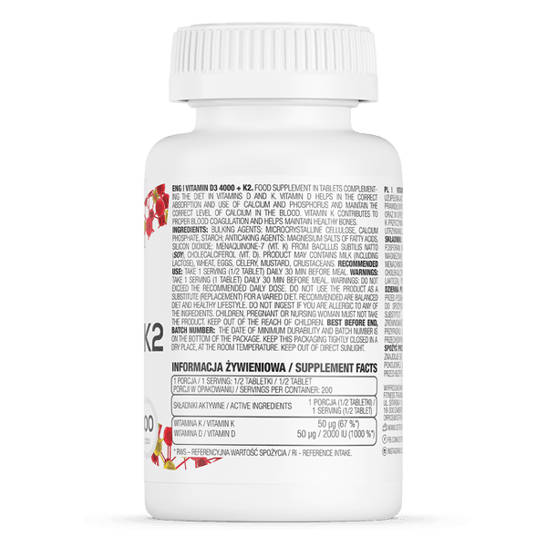 OstroVit Vitamine D3 4000 + K2 100 tabletten