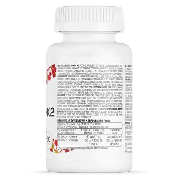 OstroVit Vitamine D3 8000 IE + K2 60 tabletten