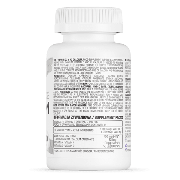 Vitamin D3 + K2 + Calcium 90 Tablets OstroVit