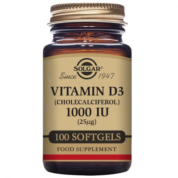 Vitamin D3 (VISLEVEROLIE ) 1000 iu 100 Capsules - Solgar